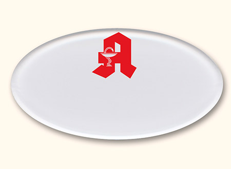 Acrylglas Namensschild, Form 3, mit Apo-A und Magnetsystem