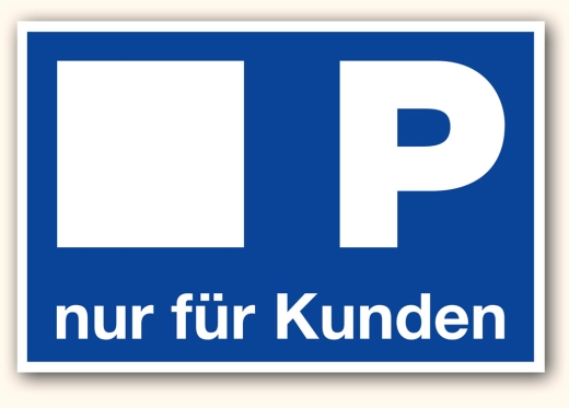 Parkplatz Schild 600 x 400 mm, mit Feld für Ihr Standeszeichen oder Logo