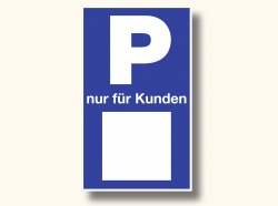 Parkplatz Schild 250 x 420 mm, mit Feld für Ihr Standeszeichen oder Logo