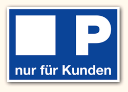 Parkplatz Schild 420 x 250 mm, mit Feld für Ihr Standeszeichen oder Logo